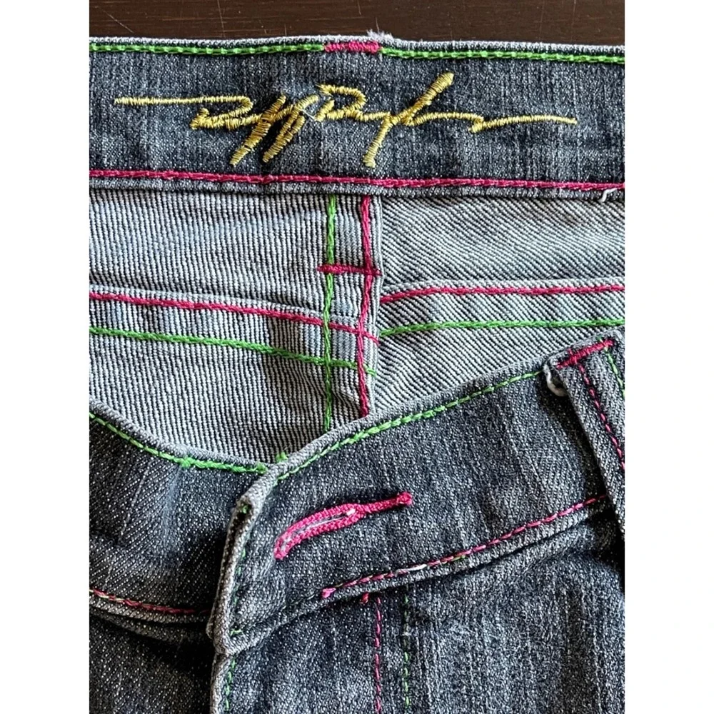 Ruff Ryders Y2K Womens Denim Long Shorts Side Tie Contrast Stitch Size 7/8‎ READ